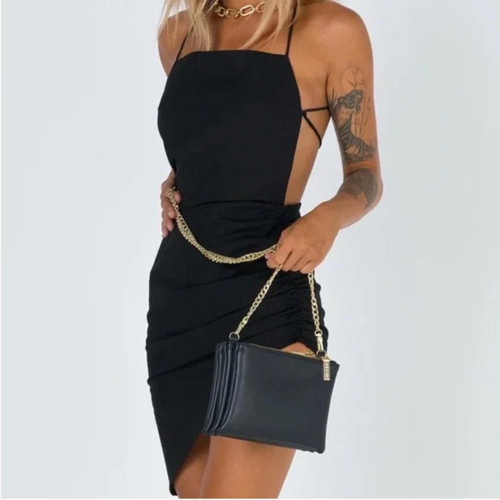 Princess Polly Black Embellished Cut Out Halter Dress